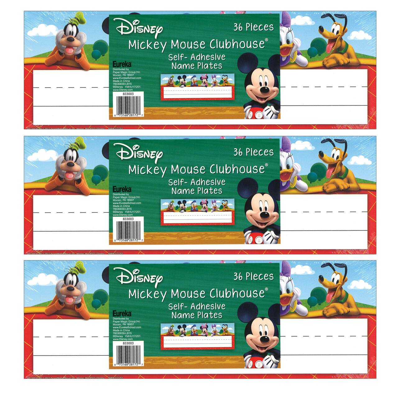 Eureka® Mickey Mouse Clubhouse® Self-Adhesive Name Plates, 3 Packs of 36